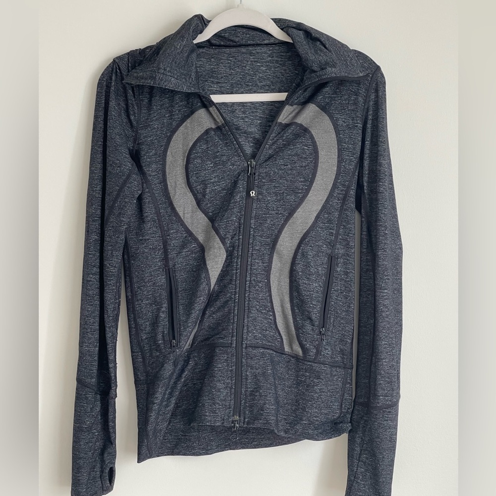 Lululemon heather grey logo zip up hoodie